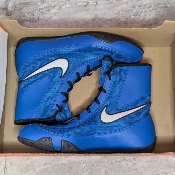 Nike Machomai 2 Mid Men\'s 7 Olympic Royal Blue Black Boxing Shoes 321819-410